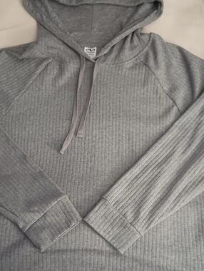 Women's Ribbed Hooded Sweater - Gray